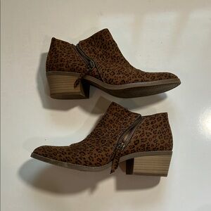 Time and Tru Brown Leopard Ankle Booties